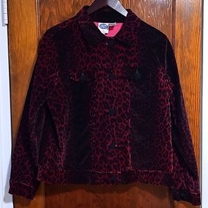 DG2 Diane Gilman Deep Pink Leopard Jacket
